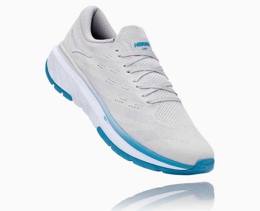 Running Shoes Mens - Hoka One One Cavu 3 - White/Blue - PEMGUHD-63